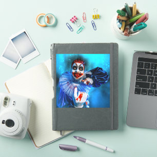 SlipperyJoe's hotande clown Happy halloween red b Klistermärken