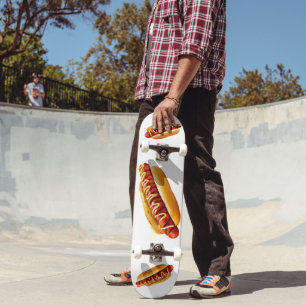 SlipperyJoe's Hotdog senap skivat kött bun grill Mini Skateboard Bräda 18,5 Cm