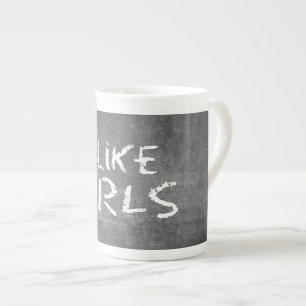 SlipperyJoe's I Like Girls smutsiga svarta tavlan Benporslin Mugg