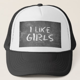 SlipperyJoes I Like Girls smutsiga svarta tavlan m Keps