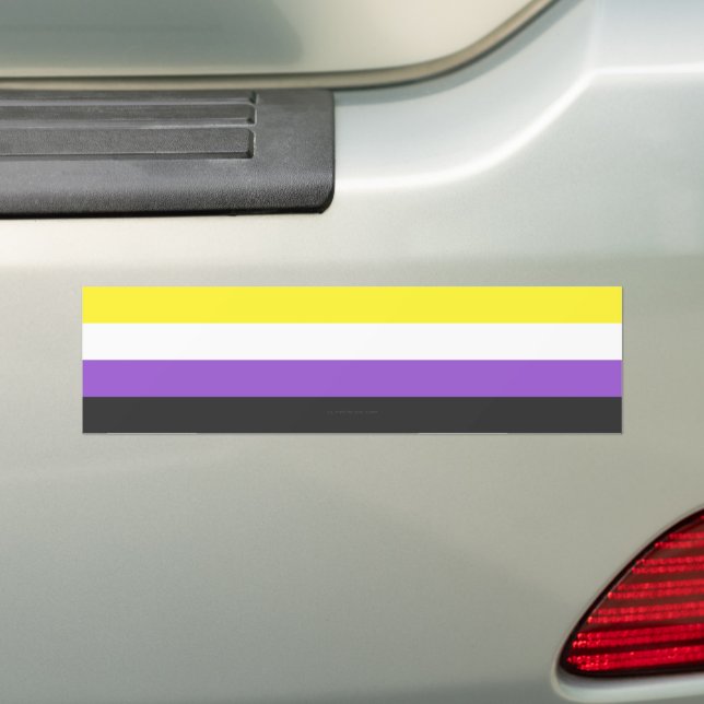 SlipperyJoe's Icke-binära Pride Flagga gul vit pu Bildekal (På Bil)