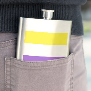 SlipperyJoe's Icke-binära Pride Flagga gul vit pu Fickplunta