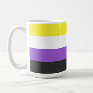 SlipperyJoe's Icke-binära Pride Flagga gul vit pu Kaffemugg