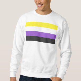 SlipperyJoe's Icke-binära Pride Flagga gul vit pu Lång Ärmad Tröja