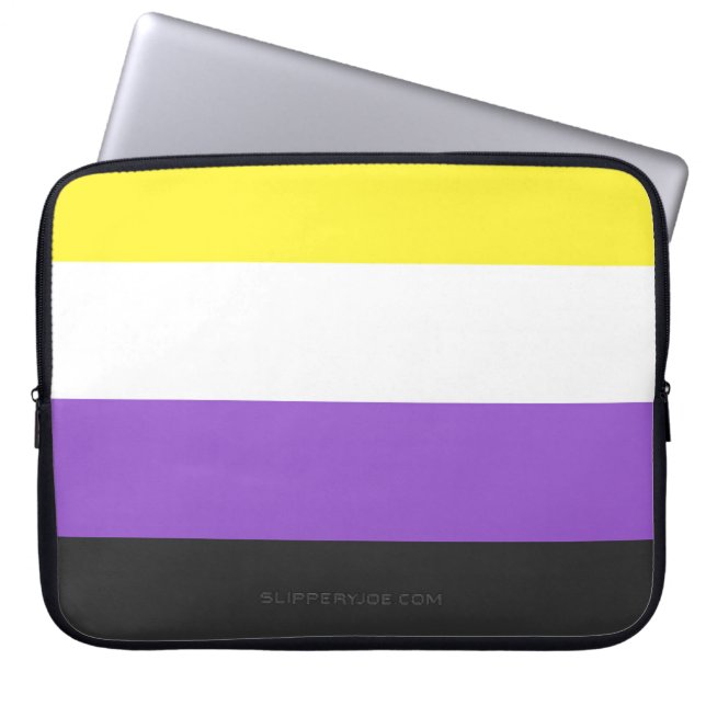 SlipperyJoe's Icke-binära Pride Flagga gul vit pu Laptop Fodral (Framsidan)