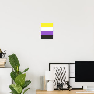 SlipperyJoe's Icke-binära Pride Flagga gul vit pu Poster