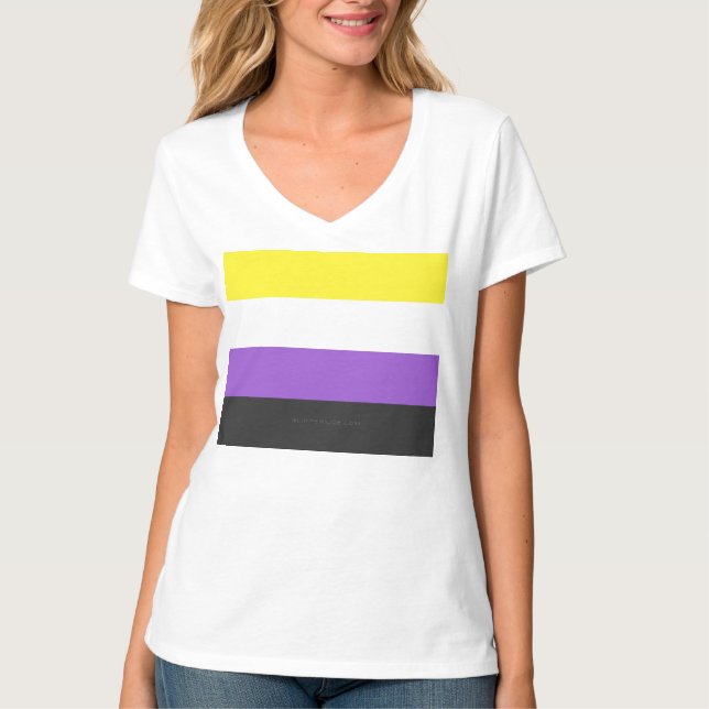 SlipperyJoe's Icke-binära Pride Flagga gul vit pu T Shirt (Framsida)