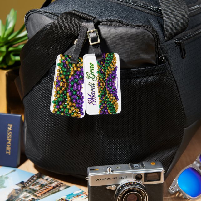 SlipperyJoe's ikoniska Mardi Gras-tema bild elega Bagagebricka (Fram & Baksida)
