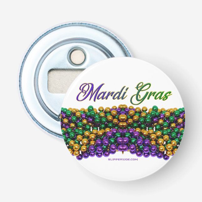 SlipperyJoe's ikoniska Mardi Gras-tema bild elega Flasköppnare (Framsidan)
