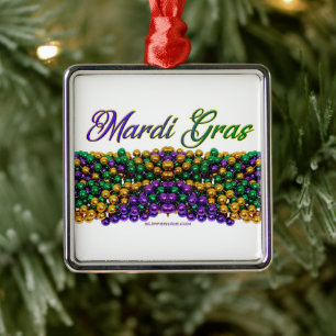 SlipperyJoe's ikoniska Mardi Gras-tema bild elega Julgransprydnad Metall