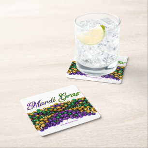 SlipperyJoe's ikoniska Mardi Gras-tema bild elega Underlägg Papper Kvadrat