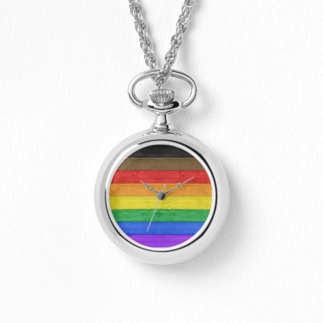 SlipperyJoe's Inclusive gay pride flagga texturera Armbandsur (Framsida)