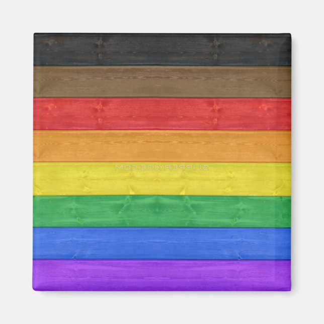 SlipperyJoe's Inclusive gay pride flagga texturera Magnet (Framsidan)