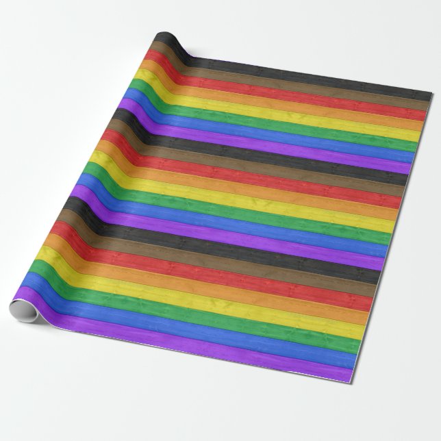 SlipperyJoe's Inclusive gay pride flagga texturera Presentpapper (Utrullad)