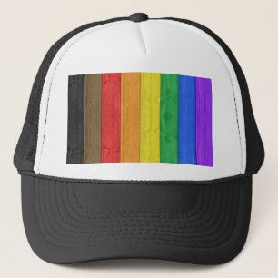 SlipperyJoe's inkluderande gay-pride flagga i trä  Keps