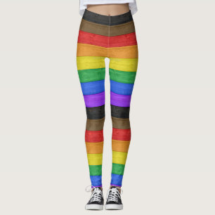 SlipperyJoe's inkluderande regnbågsflagga med text Leggings