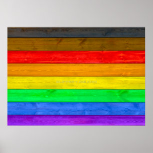SlipperyJoes inkluderande träblak av gay pride fla Poster