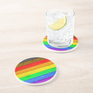 SlipperyJoes inkluderande träblak av gay pride fla Underlägg
