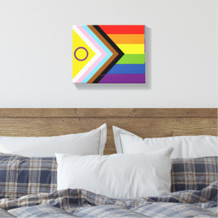 SlipperyJoe's Intersex stolthet flagga gul bakgrun Canvastryck