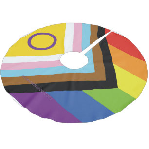SlipperyJoe's Intersex stolthet flagga gul bakgrun Julgransmatta Borstad Polyester