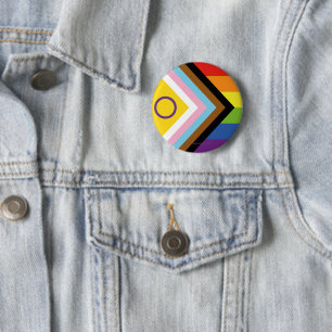 SlipperyJoe's Intersex stolthet flagga gul bakgrun Knapp