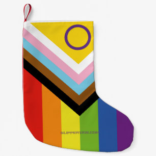 SlipperyJoe's Intersex stolthet flagga gul bakgrun Liten Julstrumpa