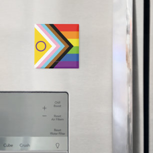 SlipperyJoe's Intersex stolthet flagga gul bakgrun Magnet