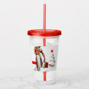 SlipperyJoes julshopping vit papper spira Take Away Mugg