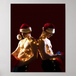 SlipperyJoe's julskyltning av män utan skjorta Poster