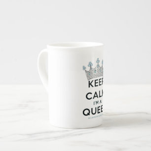 SlipperyJoe's keep calm drottning polerat silver k Benporslin Mugg