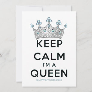SlipperyJoe's keep calm drottning polerat silver k Julkort