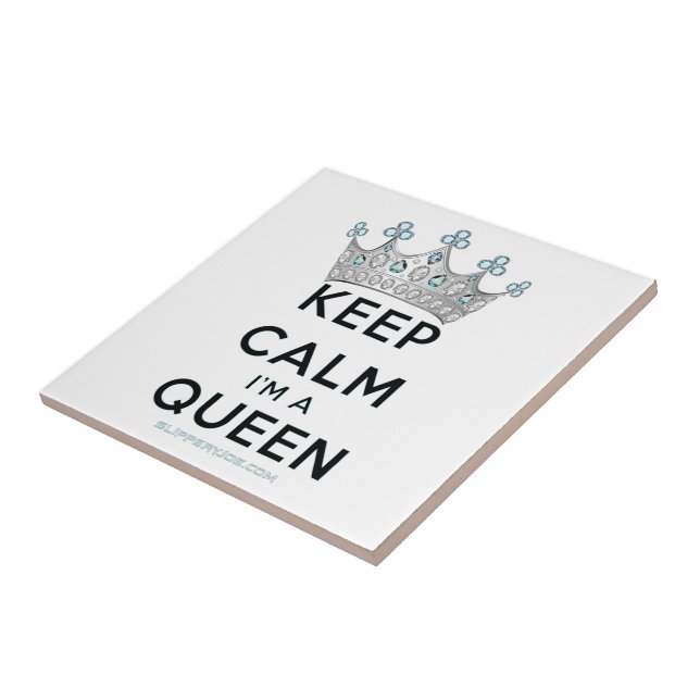 SlipperyJoe's keep calm drottning polerat silver k Kakelplatta (Sidan)
