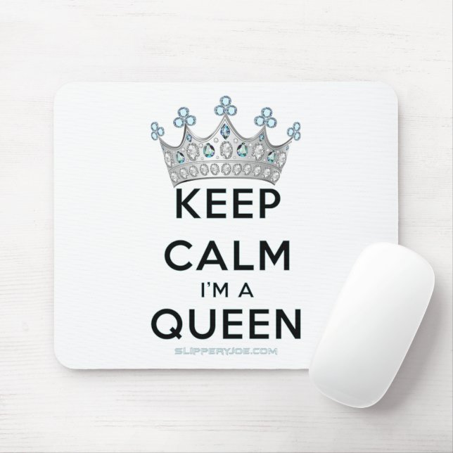 SlipperyJoe's keep calm drottning polerat silver k Musmatta (Med mus)