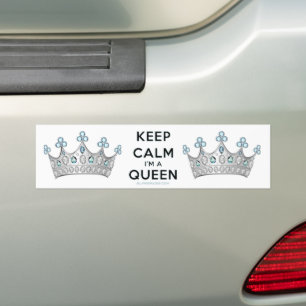SlipperyJoe's keep calm drottning polerat silverkr Bildekal