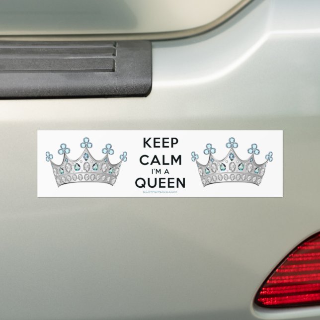 SlipperyJoe's keep calm drottning polerat silverkr Bildekal (På Bil)