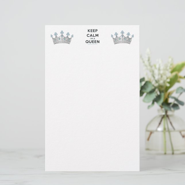 SlipperyJoe's keep calm drottning polerat silverkr Brevpapper (Stående Fram)