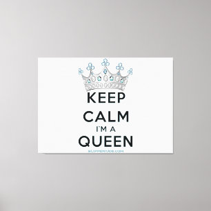 SlipperyJoe's keep calm drottning polerat silverkr Canvastryck
