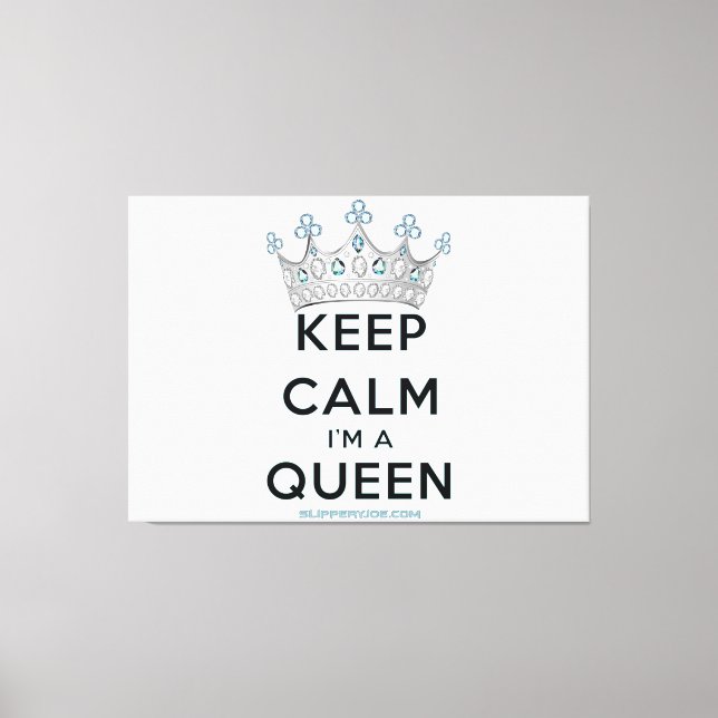 SlipperyJoe's keep calm drottning polerat silverkr Canvastryck (Framsida)