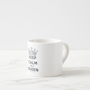 SlipperyJoe's keep calm drottning polerat silverkr Espressomugg