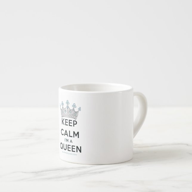 SlipperyJoe's keep calm drottning polerat silverkr Espressomugg (Framsida höger)