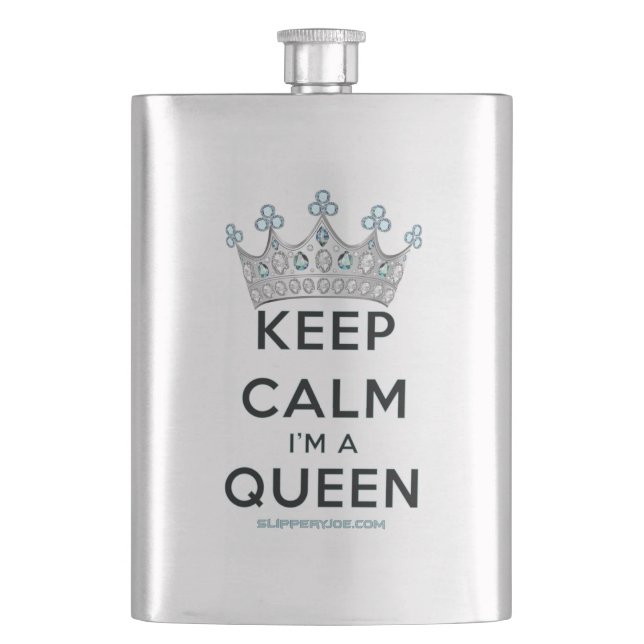 SlipperyJoe's keep calm drottning polerat silverkr Fickplunta (Framsidan)