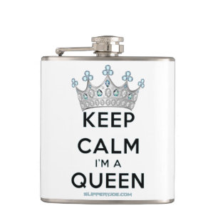 SlipperyJoe's keep calm drottning polerat silverkr Fickplunta