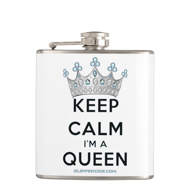 SlipperyJoe's keep calm drottning polerat silverkr Fickplunta (Framsidan)