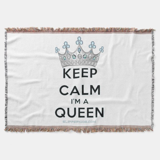 SlipperyJoe's keep calm drottning polerat silverkr Filt (Framsidan)