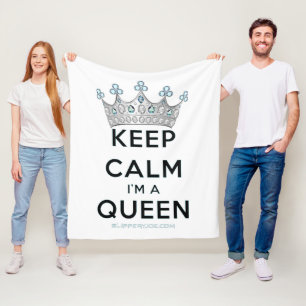 SlipperyJoe's keep calm drottning polerat silverkr Fleecefilt