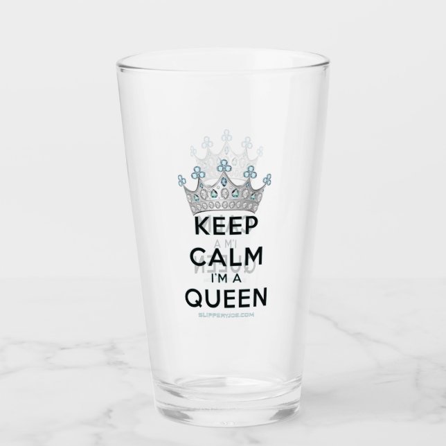 SlipperyJoe's keep calm drottning polerat silverkr Glaskopp (Framsida)
