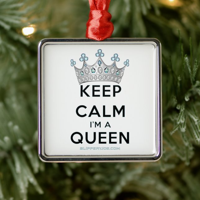 SlipperyJoe's keep calm drottning polerat silverkr Julgransprydnad Metall (Träd)