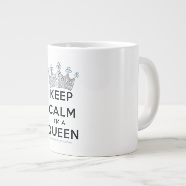 SlipperyJoe's keep calm drottning polerat silverkr Jumbo Mugg (Framsida höger)