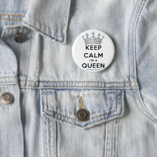 SlipperyJoe's keep calm drottning polerat silverkr Knapp