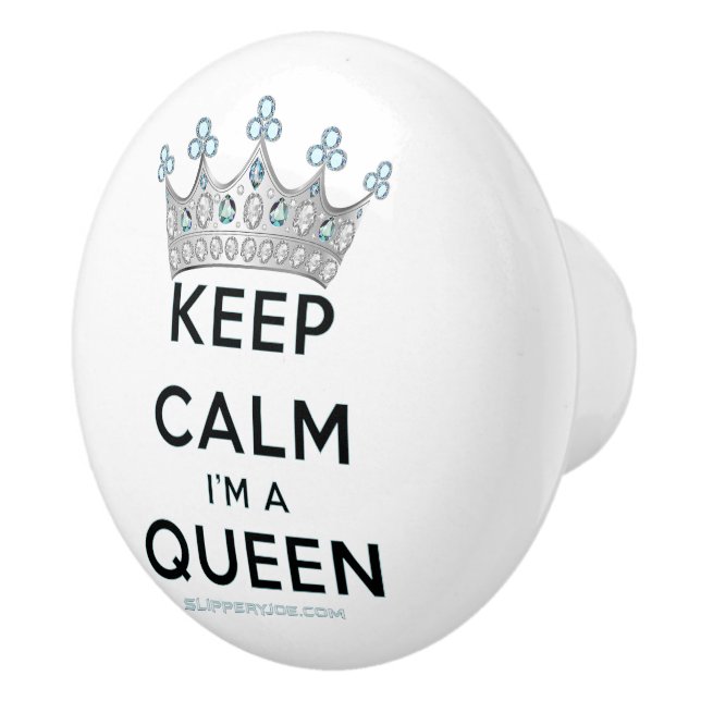 SlipperyJoe's keep calm-drottning polerat silverkr Knopp (Höger)
